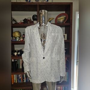 White Patterned Blazer